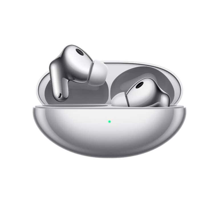 In-Ear Huawei FreeBuds Neo Case open mit einem Hörer draußen